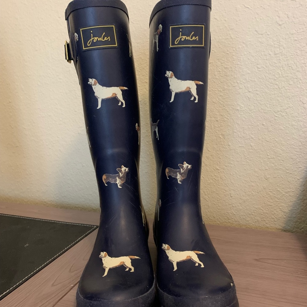 Joules dog print rain boots